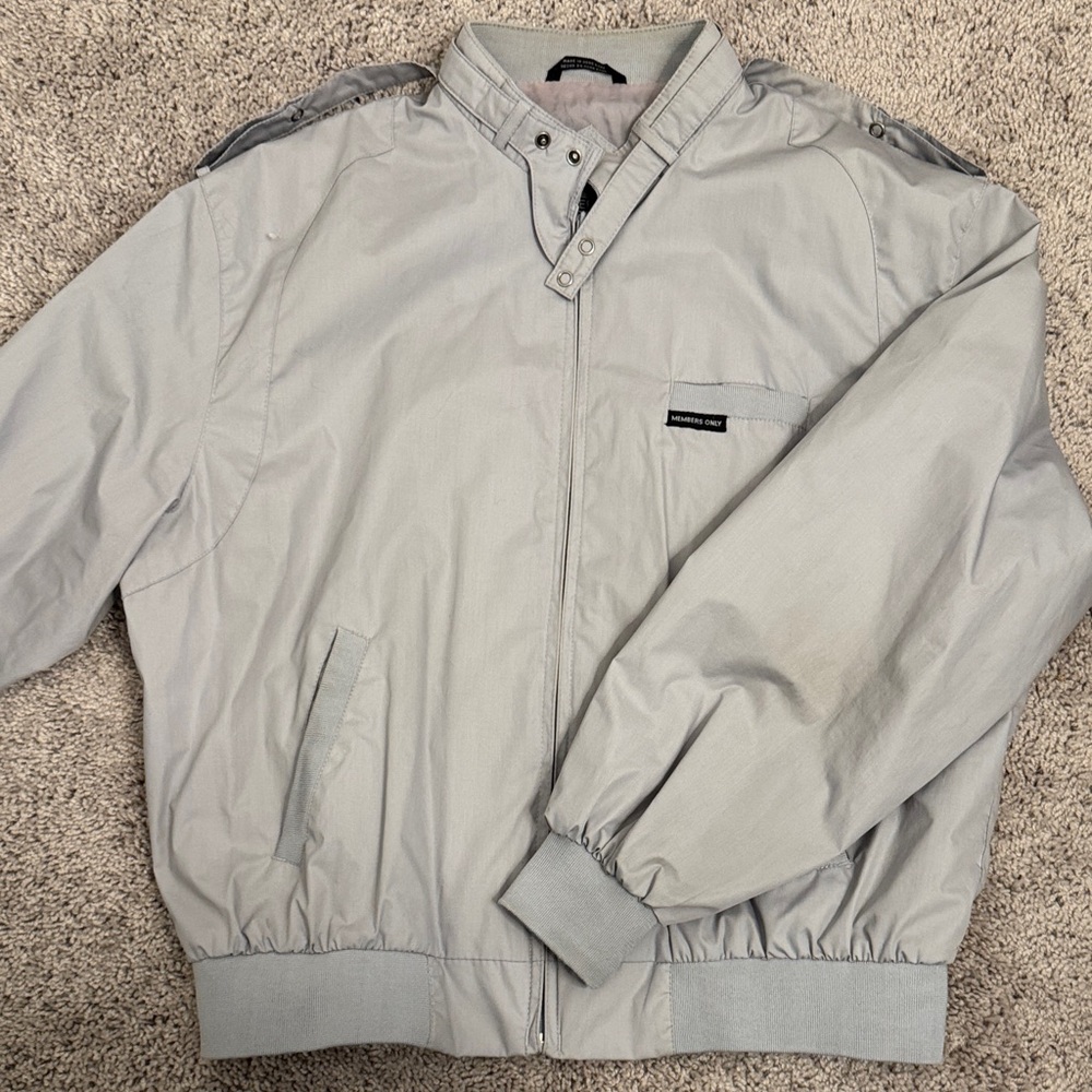 Members Only Light Gray Windbreaker Jacket